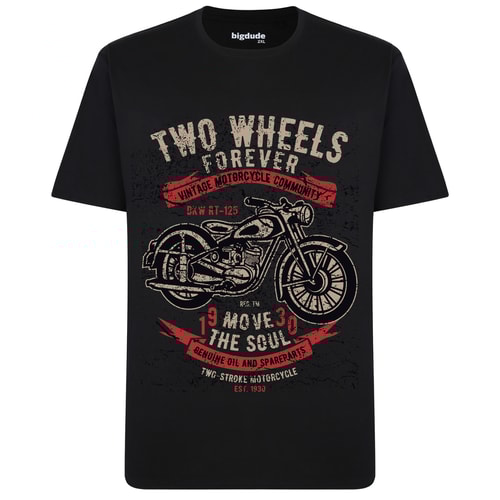 Bigdude Bike Print T-Shirt Black Tall